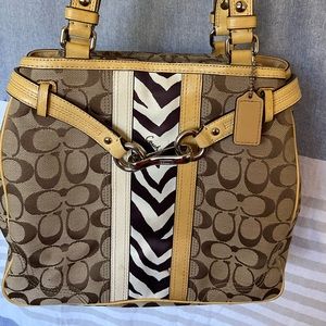 Coach Taupe Monogrammed Handbag